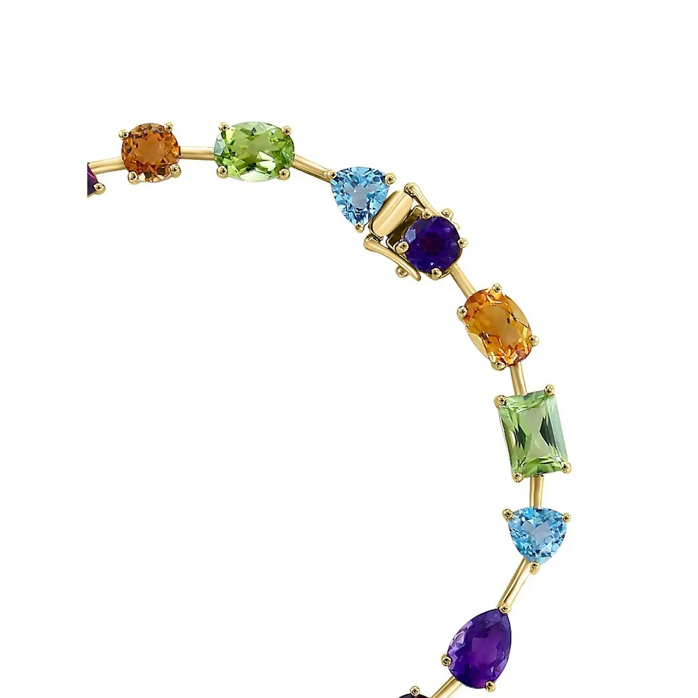 14K Yellow Gold & Multi Gem Bracelet