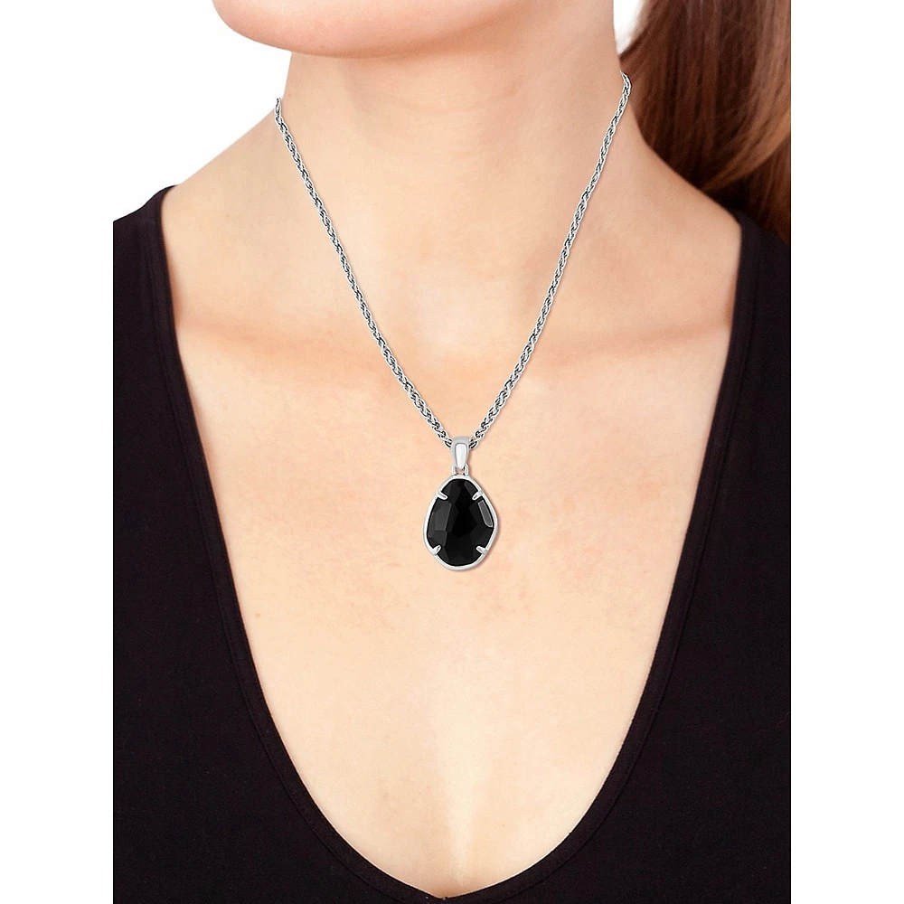 Sterling Silver Onyx Pendant Necklace