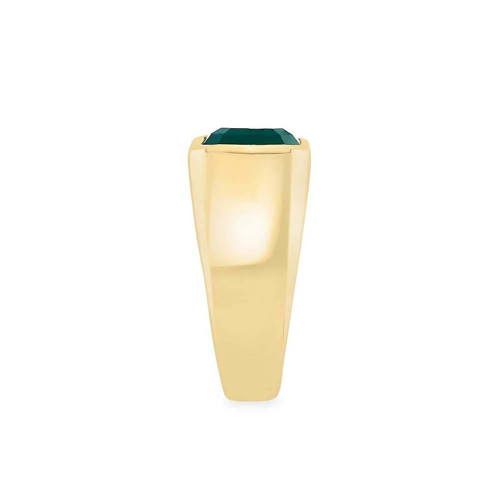 Men's Goldplated Sterling Silver & Green Onyx Ring