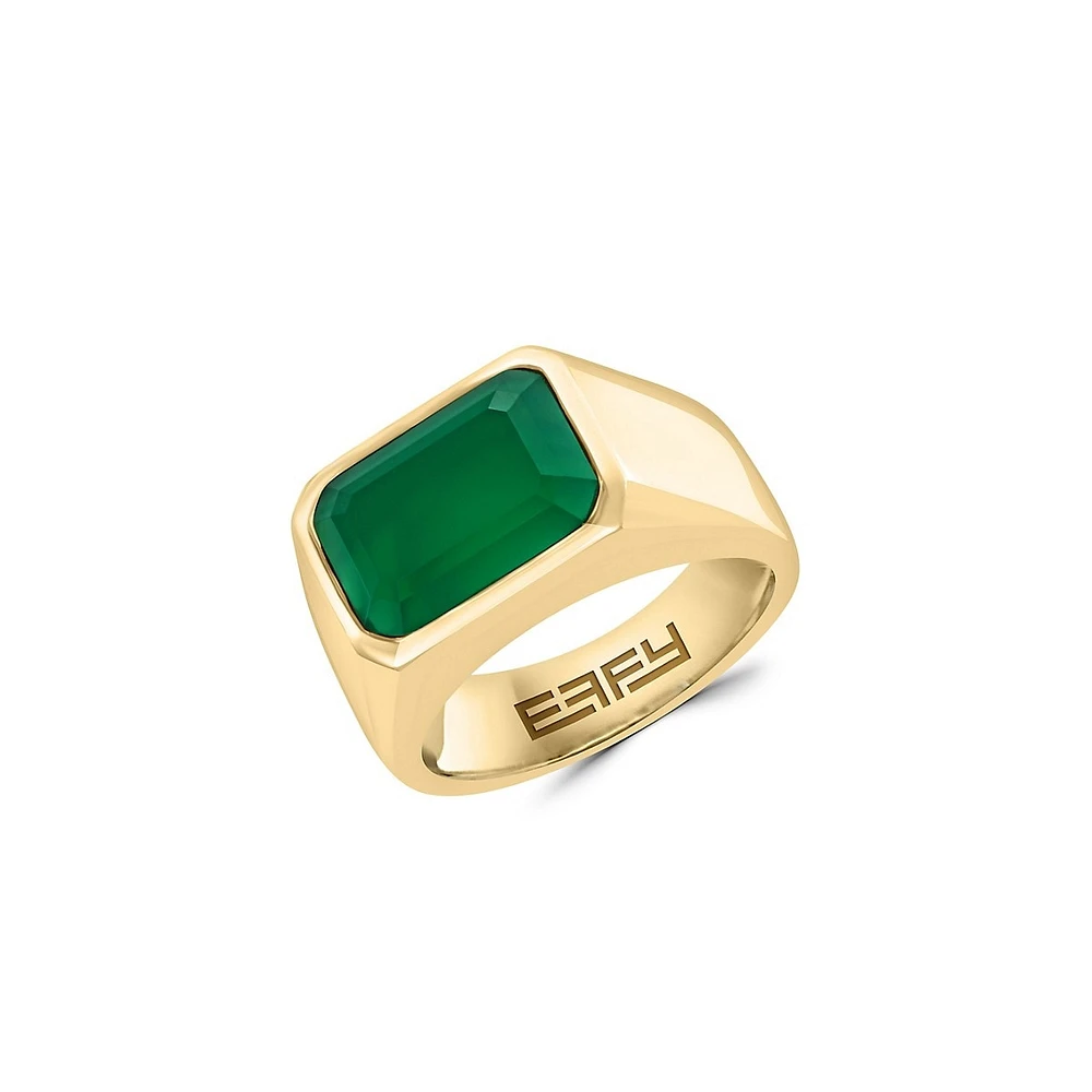 Men's Goldplated Sterling Silver & Green Onyx Ring