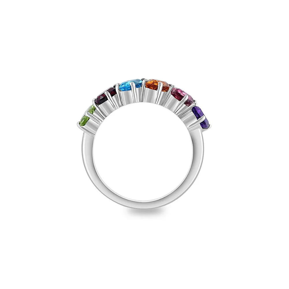 Sterling Silver, Amethyst, Pink Sappphire, Citrine, Blue Topaz, Garnet & Peridot Ring