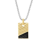 Goldplated Sterling Silver, Sterling Silver, 0.09 CT. T.W. Diamond & Black Onyx Pendant Necklace