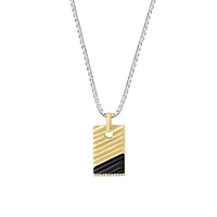 Goldplated Sterling Silver, Sterling Silver, 0.09 CT. T.W. Diamond & Black Onyx Pendant Necklace