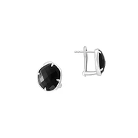 Sterling Silver & Onyx Claw-Set Stud Earrings