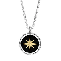 Sterling Silver, 14K Gold Over Silver & Onyx North Star Pendant Necklace