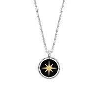 Sterling Silver, 14K Gold Over Silver & Onyx North Star Pendant Necklace