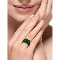 Men's Gunmetal-Tone Sterling Silver & Jade Ring