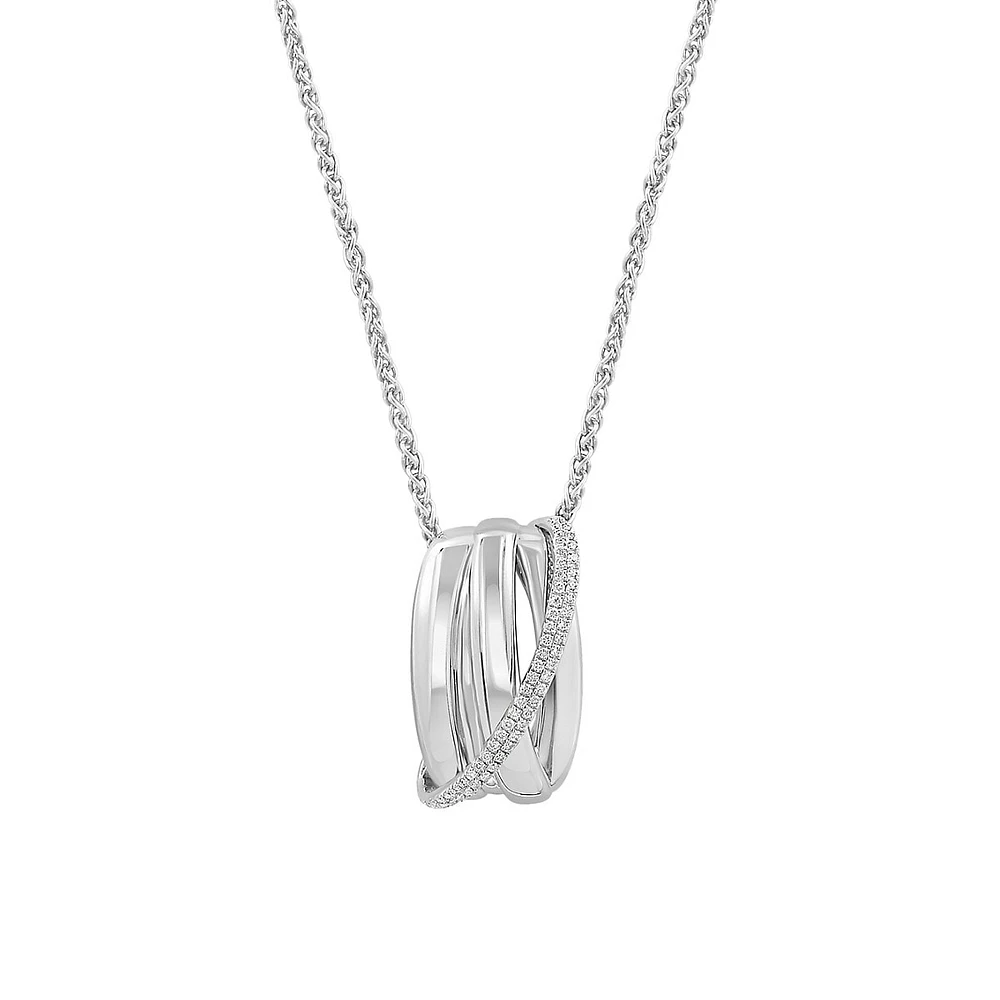 Sterling Silver & 0.22 CT. T.W. Diamond Interlock Pendant Necklace