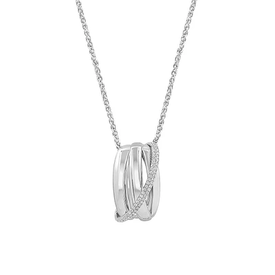 Sterling Silver & 0.22 CT. T.W. Diamond Interlock Pendant Necklace