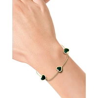 14K Yellow Gold & Malachite Heart Bracelet