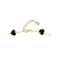 14K Yellow Gold & Malachite Heart Bracelet