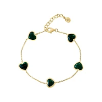 14K Yellow Gold & Malachite Heart Bracelet