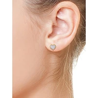 14K Yellow Gold & Pink Opal Heart Stud Earrings