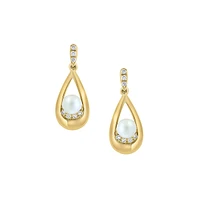 14K Yellow Gold, 3.5MM Freshwater Pearl & 0.05 CT. T.W. Diamond Drop Earrings