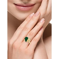 14K Yellow Gold & Malachite Heart Ring