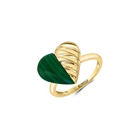 14K Yellow Gold & Malachite Heart Ring