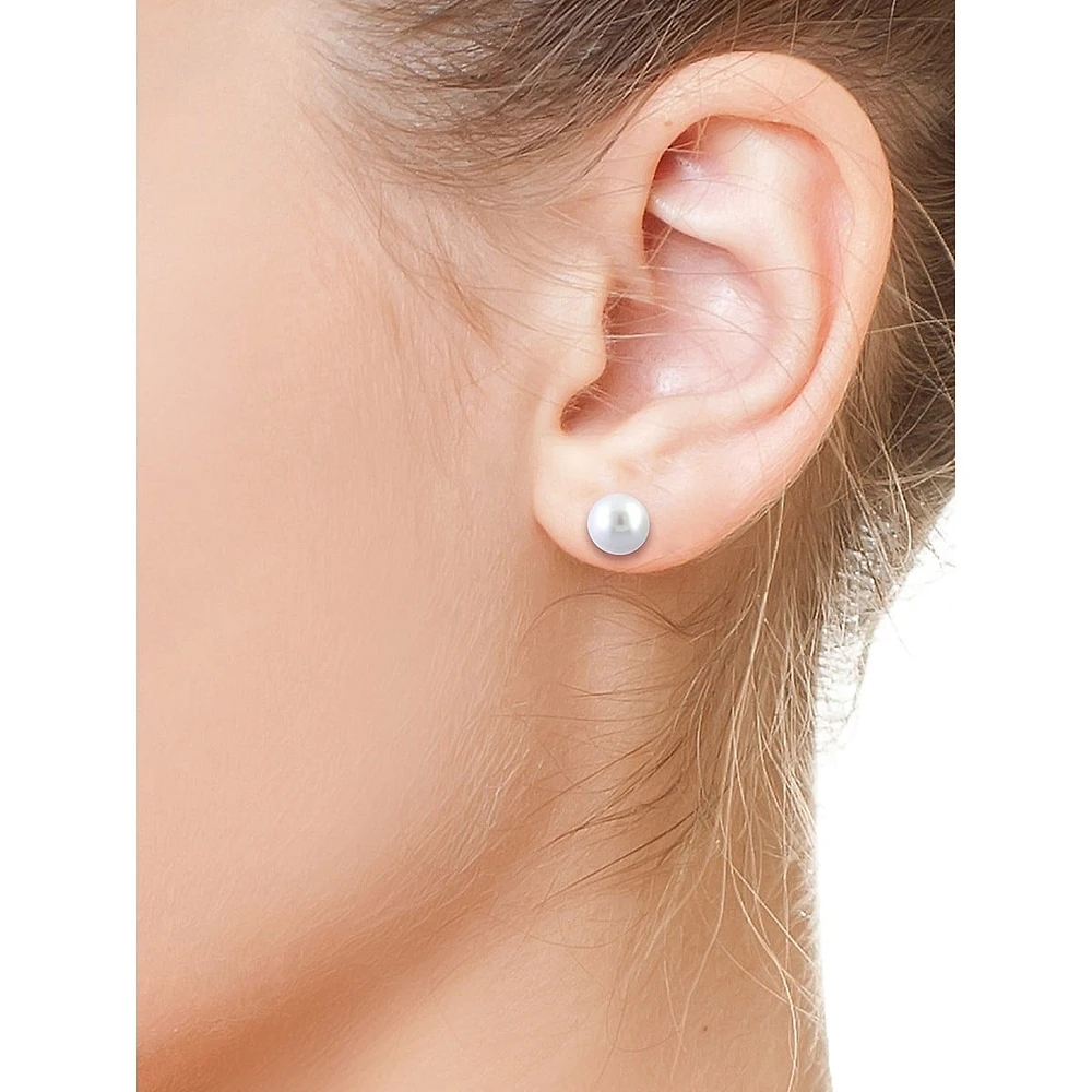 Sterling Silver & 12MM Freshwater Pearl Bead Stud Earrings