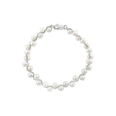 Sterlng Silver & 5MM Freshwater Pearl Vine Bracelet