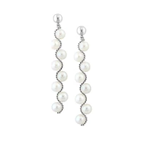 Sterling Silver & 5MM Freshwater Pearl Vine Drop Earrings