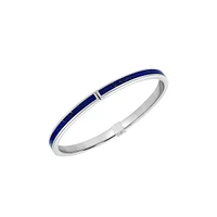 Sterling Silver & Lapis Lazuli Hinged Bangle Bracelet