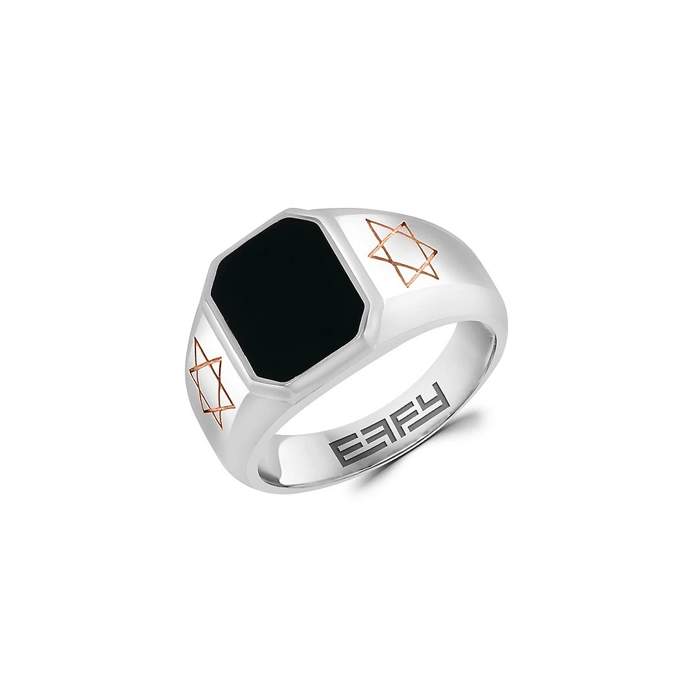 Sterling Silver & Onyx Symbolic Tonneau Ring