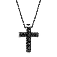 Sterling Silver & Onyx Cross Pendant Necklace