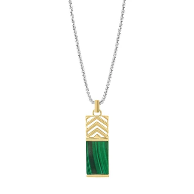 Goldplated Sterling Silver & Malachite Bar Pendant Necklace