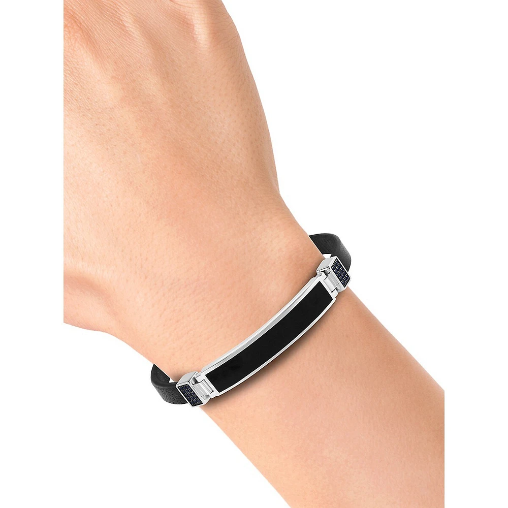 Sterling Silver, Onyx & Black Spinel Band Bracelet