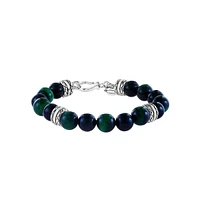 Men's Sterling Silver, Tiger Eye & Onyx Bead Bracelet