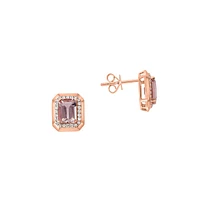 Boucles d'oreilles en or rose 14 carats, morganite et diamant de 0,22 ct. TW