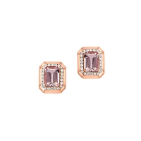 Boucles d'oreilles en or rose 14 carats, morganite et diamant de 0,22 ct. TW