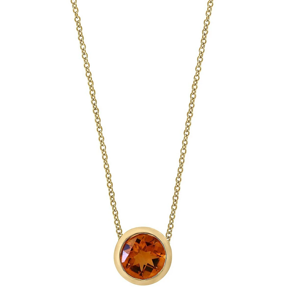 Goldplated Sterling Silver & Citrine Pendant Necklace