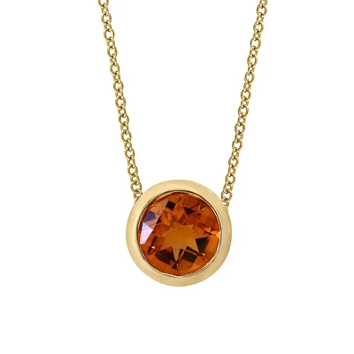 Goldplated Sterling Silver & Citrine Pendant Necklace