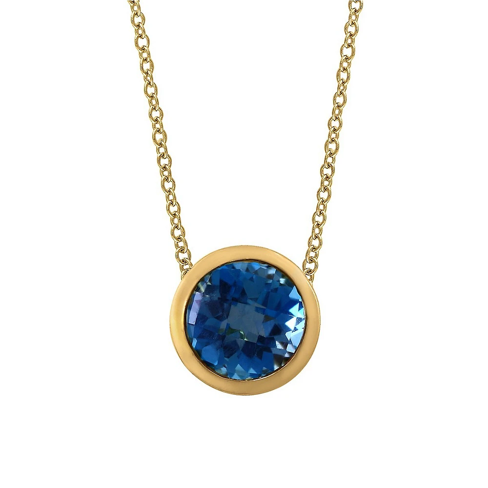 Goldplated Sterling Silver & London Blue Topaz Pendant Necklace