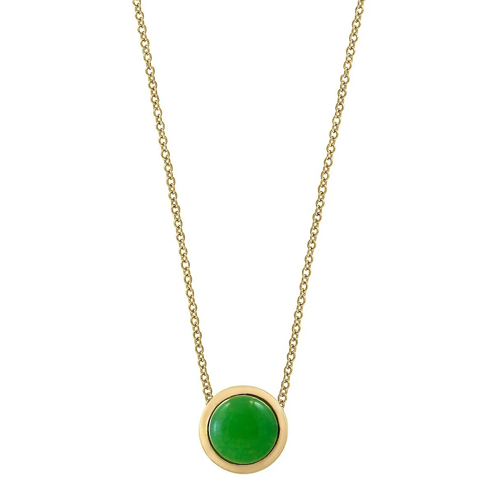 Goldplated Sterling Silver & Jade Pendant Necklace