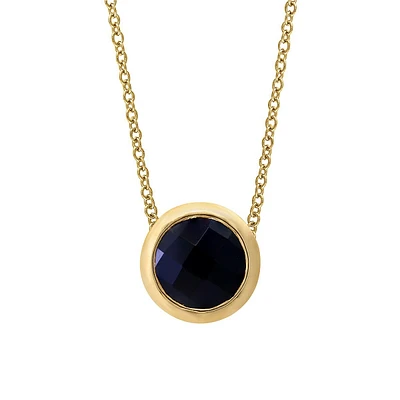 Goldplated Sterling Silver & Onyx Pendant Necklace