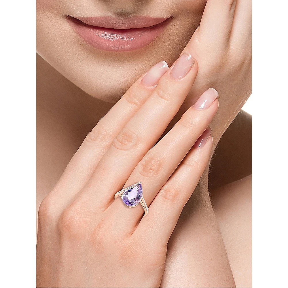 14K Rose Gold, Amethyst & 0.13 CT. T.W. Ring