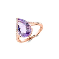 14K Rose Gold, Amethyst & 0.13 CT. T.W. Ring