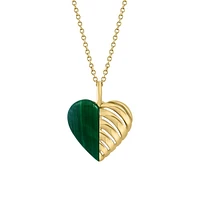 14K Yellow Gold & Malachite Heart Pendant Necklace