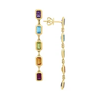 14K Yellow Gold & Multi-Stone Linear Earrings