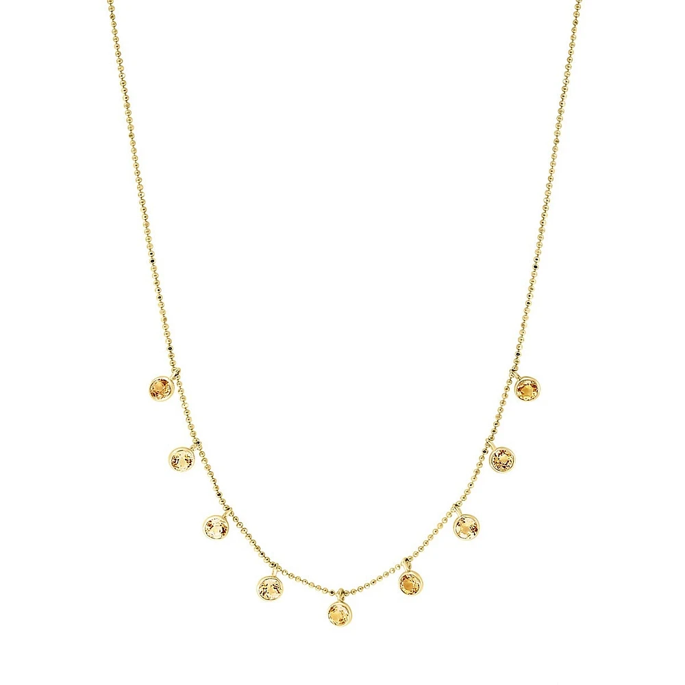 14K Yellow Gold & Citrine Station Necklace