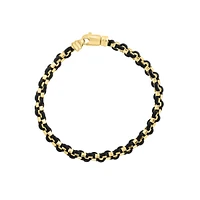 Men's Goldplated Sterling Silver & Leather Bracelet