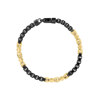 Men's Goldplated Sterling Silver & Black Spinel Bracelet