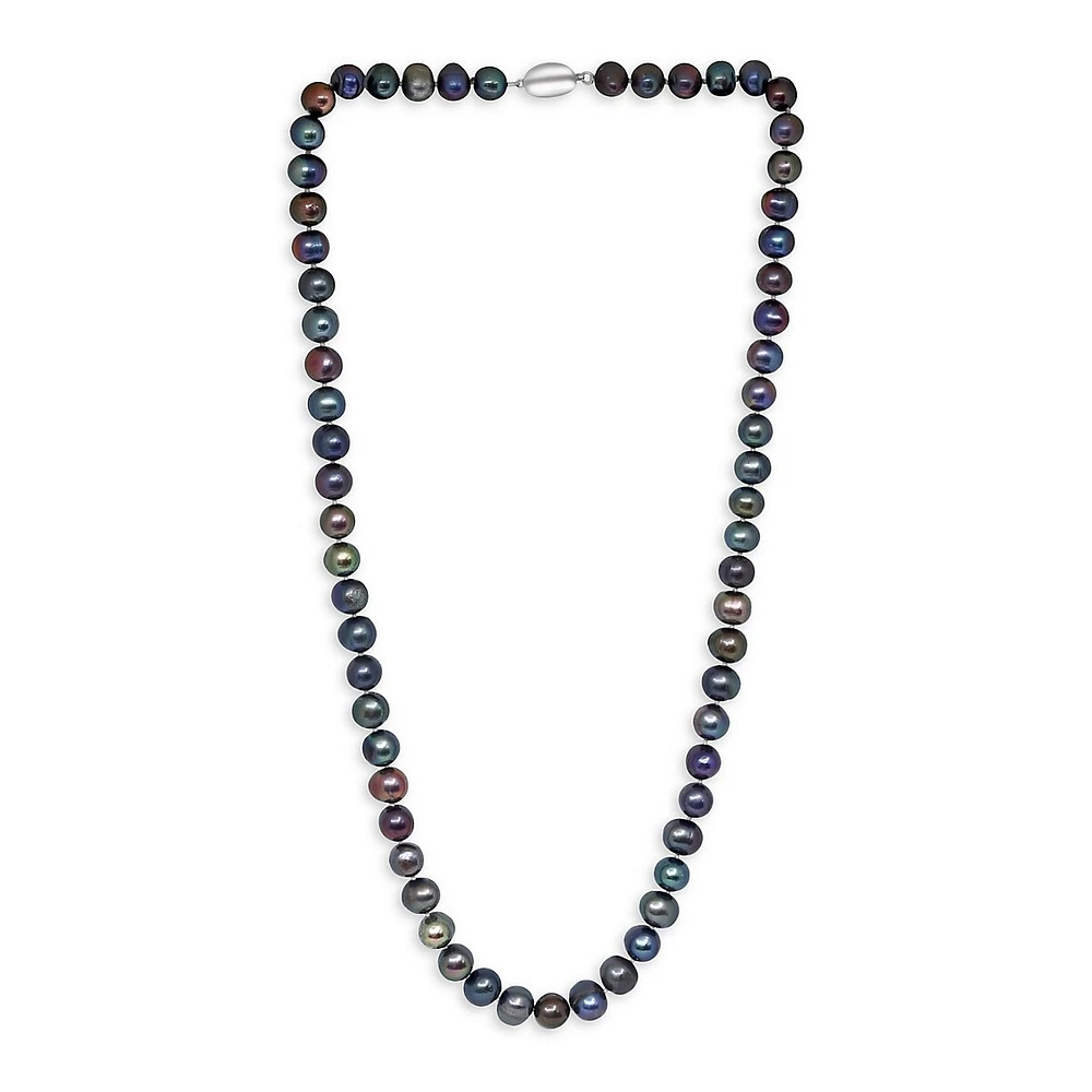 Sterling Silver & 8-9MM Black-Dyed Freshwater Pearl 3-Piece Jewellery Set