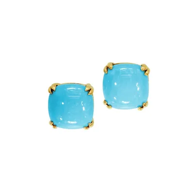 14K Yellow Gold Turquoise Earrings