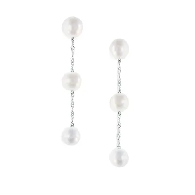 5.5 MM Cultured Freshwater Pearls and 14K White Gold Earrings