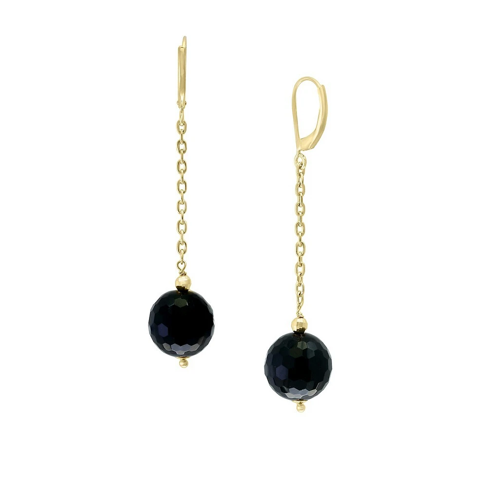 Pendants d'oreilles en or jaune 14 ct avec onyx