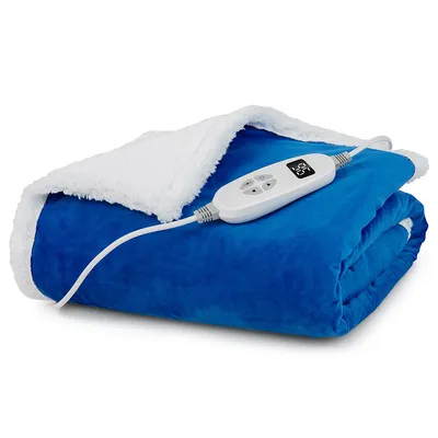 60"x 50"heated Electric Blanket Throw W/10 Heat Levels & 9 Hours Shut-off Grey/blue