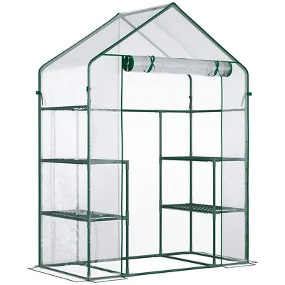 Mini Greenhouse, Walk-in Greenhouse With 4 Shelves, Door