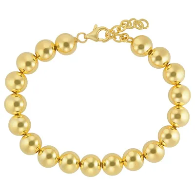 18kt Gold Plated 7.5 + 1" Extension With 10mm Bead Bracelet